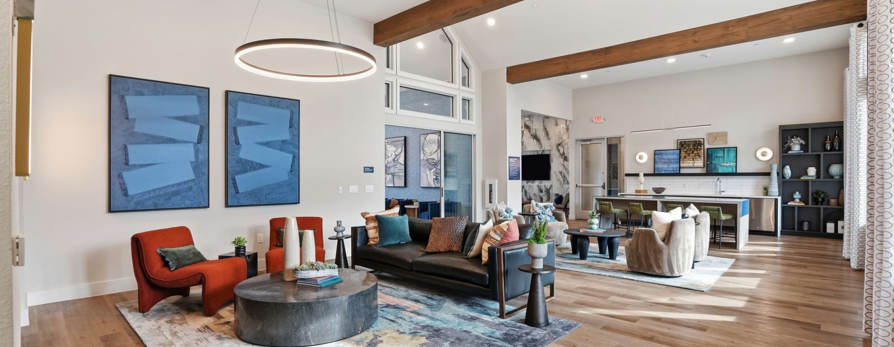 Modern seating and lounge chairs at Prose Greenbriar clubhouse
