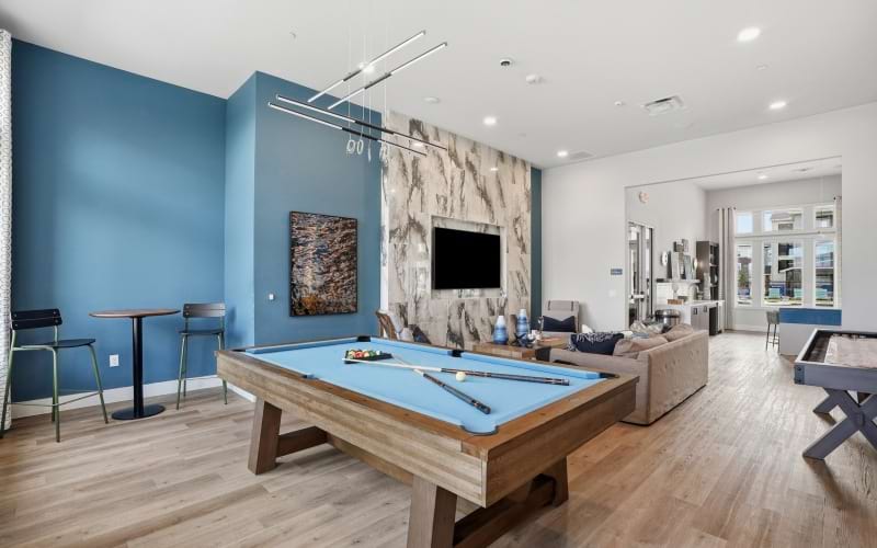 Pool table inside Fate, TX apartment clubhouse